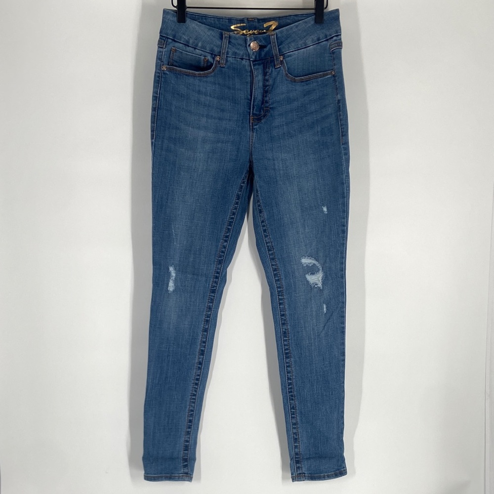 Seven7 Blue High Rise Skinny Pants Jean Size 6 Gently Used